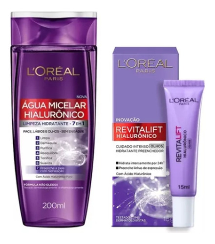 Contorno Dos Olhos Hialurônico + Água Micelar 200ml Loreál