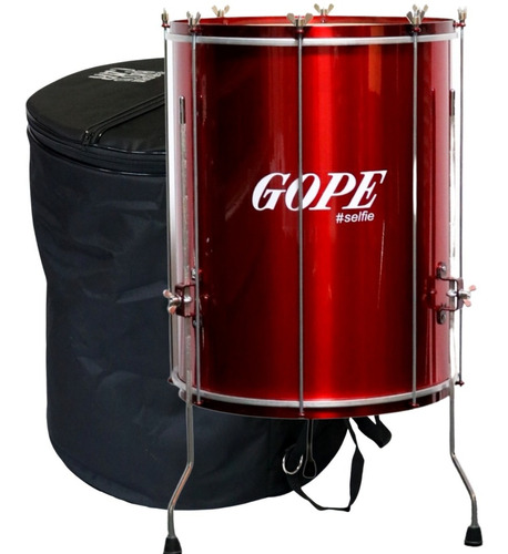 Surdo Gope 18 Pol 60cm Alumínio Selfie Cereja C Tripé+capa