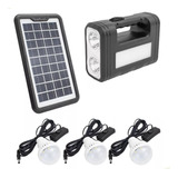 Kit Sistema Solar A Bateria Placa Iluminação 3 Lâmpadas Leds