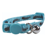 Collar Para Gatos M-pets - Zany Cat Eco Color Celeste Con Negro