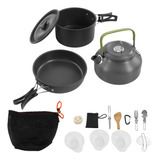 Juego De Utensilios De Cocina Para Acampar, Portátil, Negro,