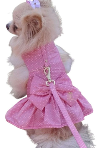 Roupa Pet Cachorro Vestido Guia Yorkshire Spitz Shitzu Pug