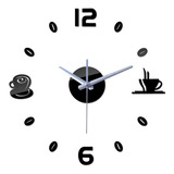 Reloj De Pared Estilo Granos Tazas Café Coffee 3d Decoración