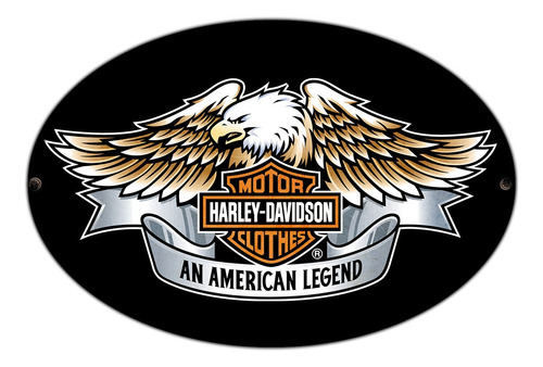 #33 - Cartel Oval Decorativo Vintage - Harley Davidson Moto