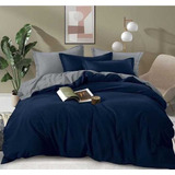 Duvet Azul Gris King Doble Faz 2 Fundas Sábana Ajusta 4 Pzas