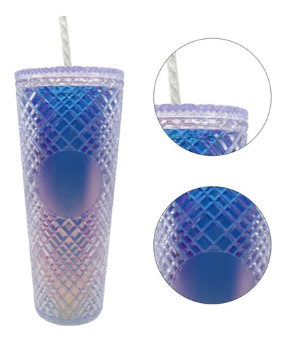 Termo Tumbler Vaso Studded Plastico Popote 700 Ml Colores