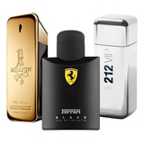 Kit 3 Perfume Masculino Importado 1 Million Ferrari Black 212 Vip Men 100ml
