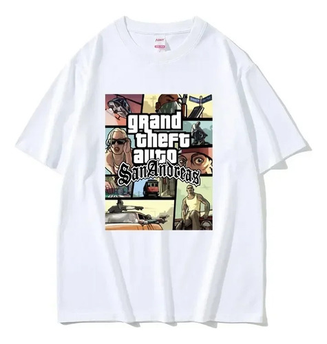 Camiseta Neutra De Algodón Con Estampado Gráfico Gta