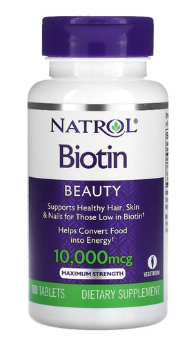 Biotina 10.000 Mcg Natrol 100 Tabletes Importado E U A