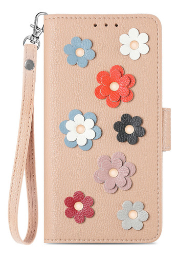 Funda Tipo Cartera De Piel Con Diseño De Flores En 3d For T