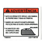 Adesivo Advertência Yamaha Xj6 Etiqueta Tanque Precaução