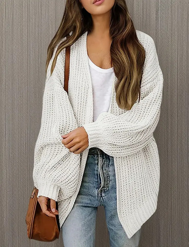 Suéter Mujer Nuevo Tejido Grueso Manga Larga Estilo Cardigan