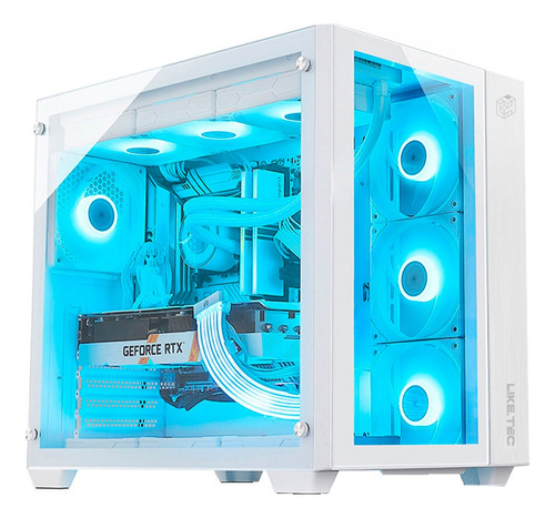 Gabinete Gamer Liketec Cube Zeus V2 Vidro Temp S/ Fan Branco