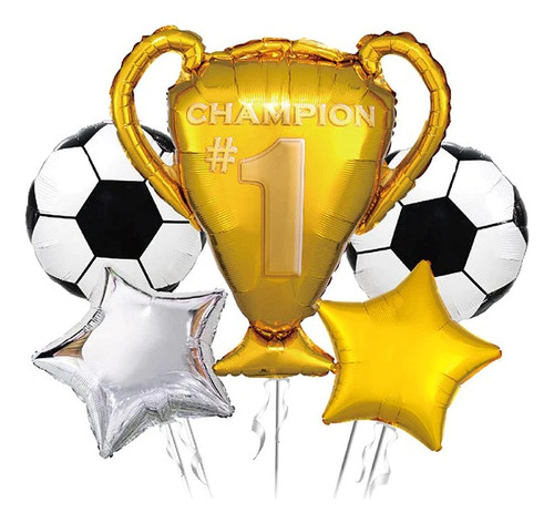 Set De Globos Decoración 5 Uds Copa Champion Futbol