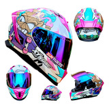 Casco Moto Mujer Xtrong Rosa Blanco Azul Ece Deportivo Ktm