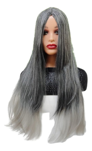 Peruca Grisalha Cabelo Gray Platinada Cinza Branco E Preto