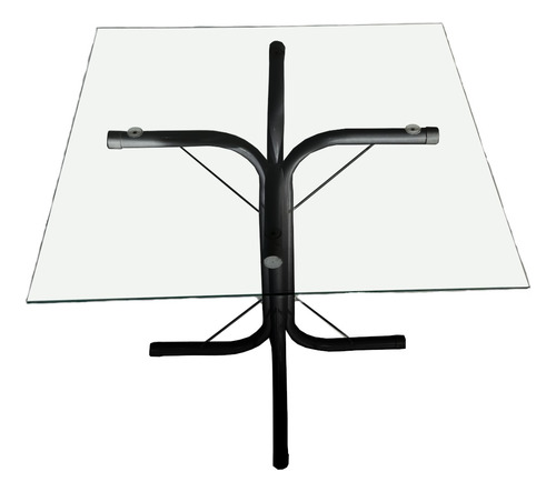 Mesa Jantar Quadrada 80cm Escrivaninha Vidro Base Mia Cbp