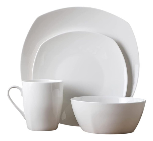 Vajilla Comedor Blanco Porcelana 32 Piezas Moderno