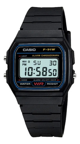 Reloj Casio F-91w Wg  Retro Vintage Luz Alarma Cronometro Wr