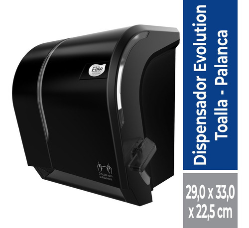 Dispensador Toalla Rollo Palanca Negro Elite Professional