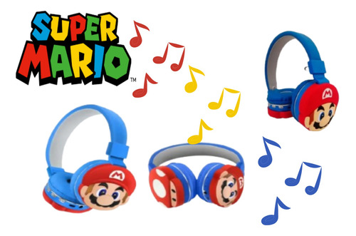 Audifonos Bluetooth Super Mario Infantil Regalo Diadema 