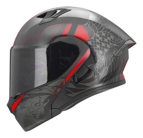 Casco Roda Rush Gris Rojo Mate Fenix Mica Humo Abatible Svs