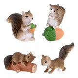 4 Creative Mini Squirrel Figure Collection Craft Para La