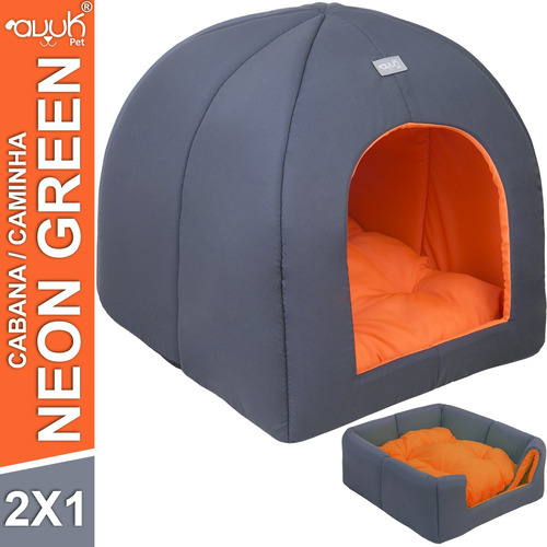 Caminha Iglu Neon Orange 2x1 Avuk Pet Casa Cachorro E Gato