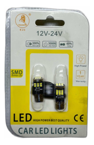 Par De Focos Led De Pellizco T10 Blanco