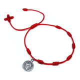 Pulsera Hilo Rojo 7 Nudos Medalla San Benito Protección