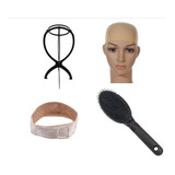 Kit Suporte + Escova + Wig Cap + Hair Grip Para Peruca Front