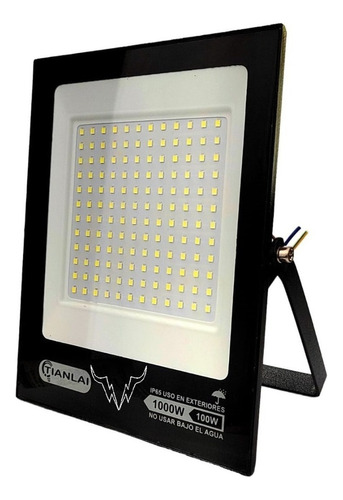 Reflector Led 100w Alta Potencia 1000w Exteriores Color De La Carcasa Negro Color De La Luz Blanco Frío