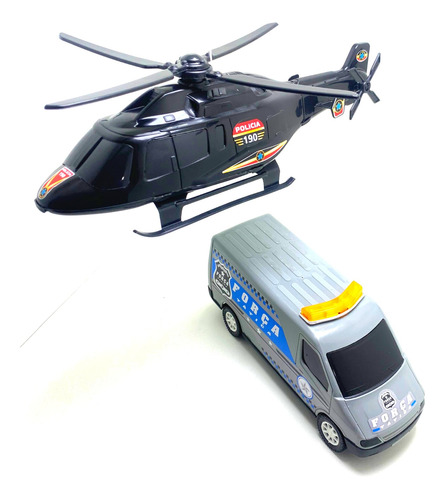 Helicóptero De Brinquedo Grande + Carrinho Militar Grande 