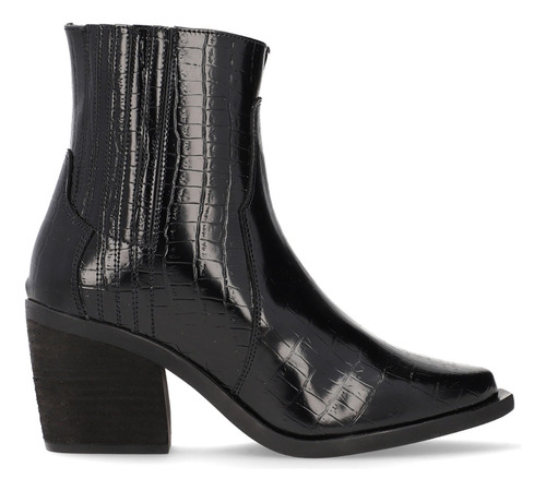 Botin Negro Tipo Vaquero Con Tacón Capa De Ozono Dama 647203