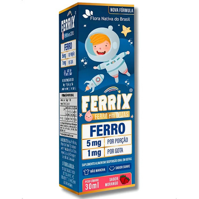 Ferro Em Gotas Sabor Morango Ferrix 30ml Flora Nativa | MercadoLivre
