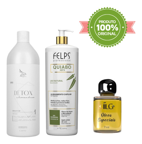 Kit Felps Xbtx Quiabo Okra Selante 1l+shampoo Antirresíduo1l