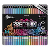 Lápices De Colores Triangulares Pastel Premium Tryme 24 Pzs