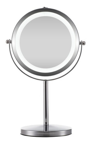 Espejo Aumento 7x Baño Mesada Reversible Luz Led Maquillaje
