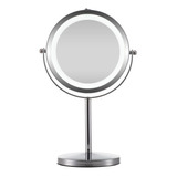 Espejo Aumento 10x Baño Mesada Reversible Luz Led Maquillaje