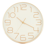 Relógio De Parede A Pilha Branco E Bege 30cm Cromus