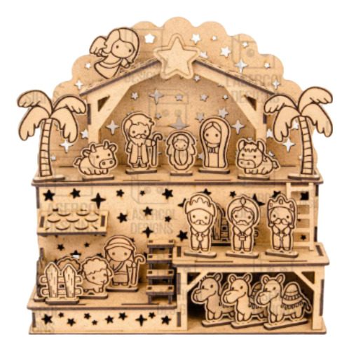 Pesebre Navidad Mdf 26x26,5x11cm 20 Figuras