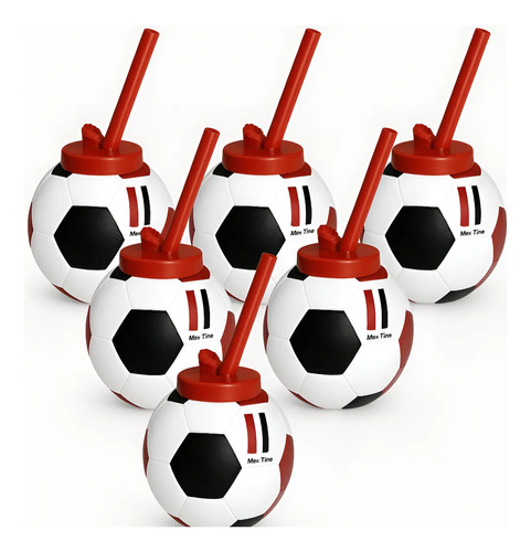 Kit 15 Copos Formato Bola Futebol Com Canudo Lembrancinha