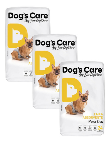 Kit Fralda Higiênica Pet P/ Cães Macho Dogs Care Tam M 72 Un