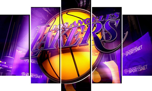 Cuadro 5 Piezas Los Angeles Lakers Basquetbol Textura