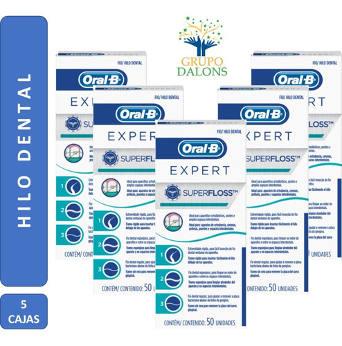 Paquete Con 5 Piezas De Hilo Dental Superfloss Oral- B