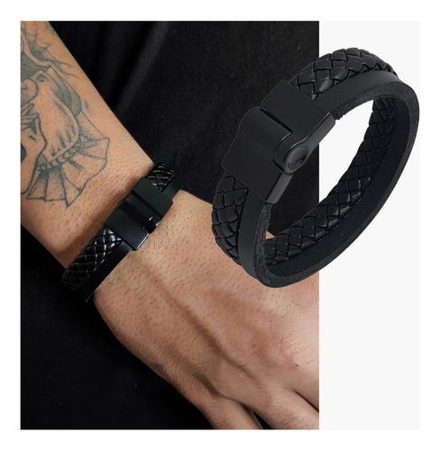 Pulseira Masculina Couro Legítimo Fecho Imã Jon's Premium