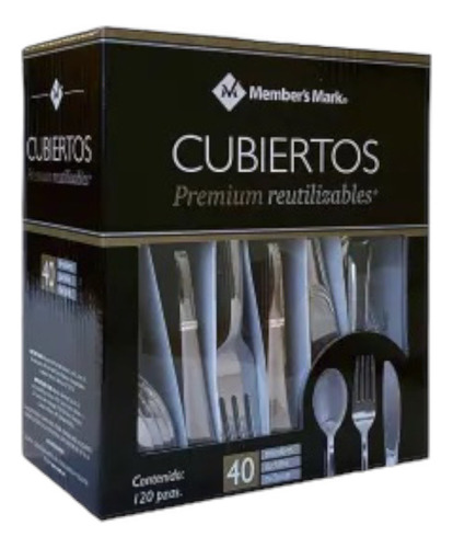 120 Cubiertos Premium Reutilizables Desechables Members Mark