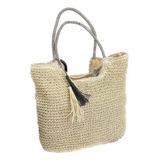 Bolsa Para Playa De Mimbre Con Fleco (grande)