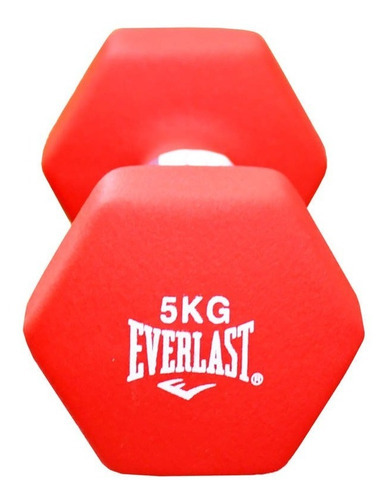 Mancuerna 5 Kg Everlast Pesa Revestida Super Vinilo - El Rey Color Rojo