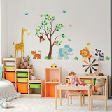 Adesivo De Parede Destacável Árvore Safari Infantil Decorati